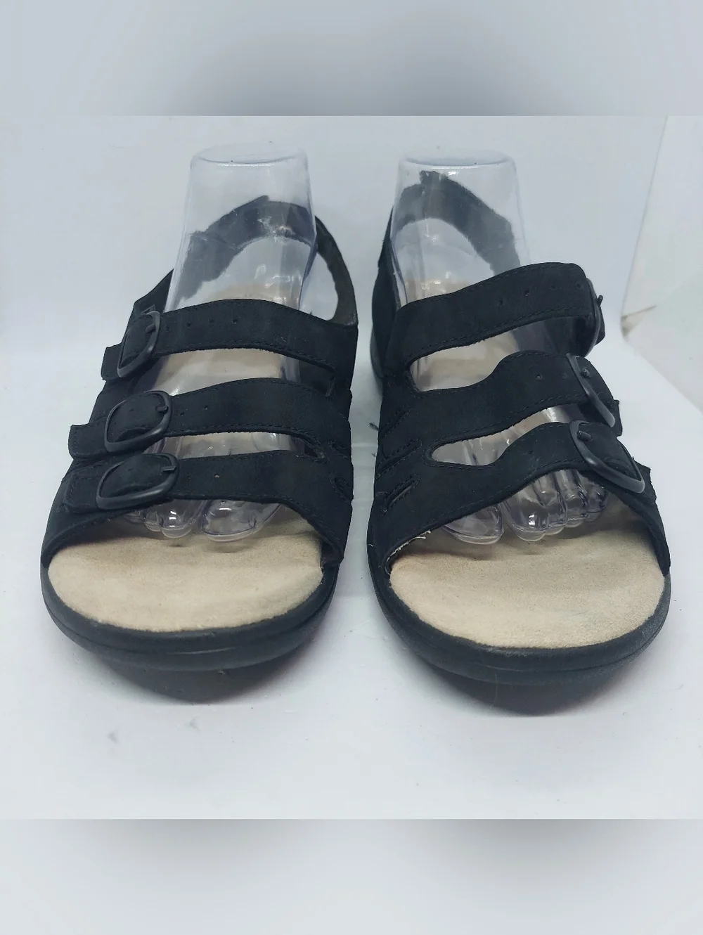 Clarks Saylie Quartz Sandals Black Womens Size 11M Comfort Shoes Adjustable